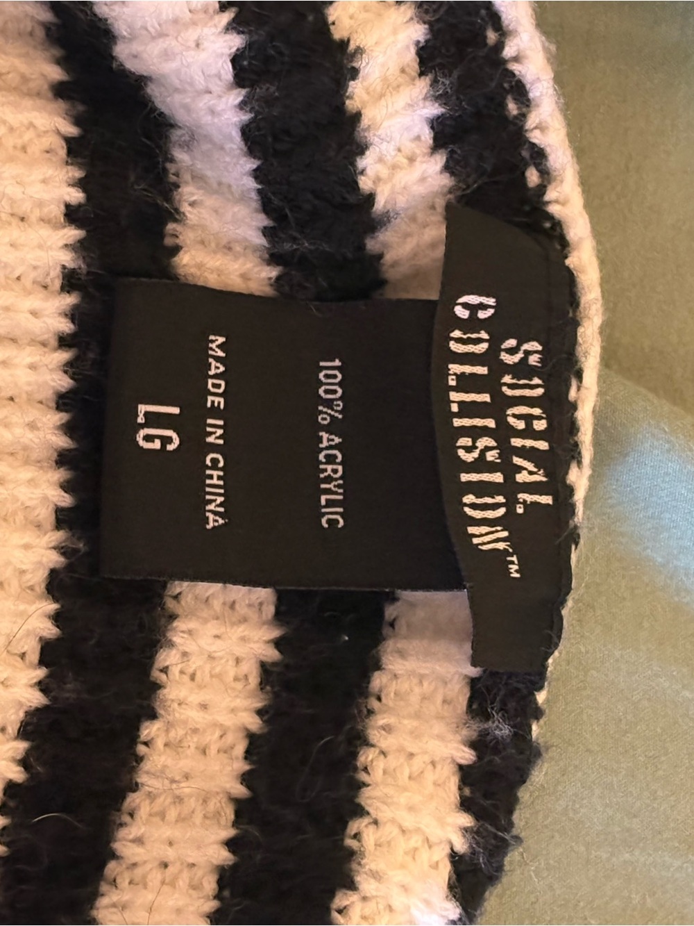Hollister Black & Cream Striped Crew Neck Sweater